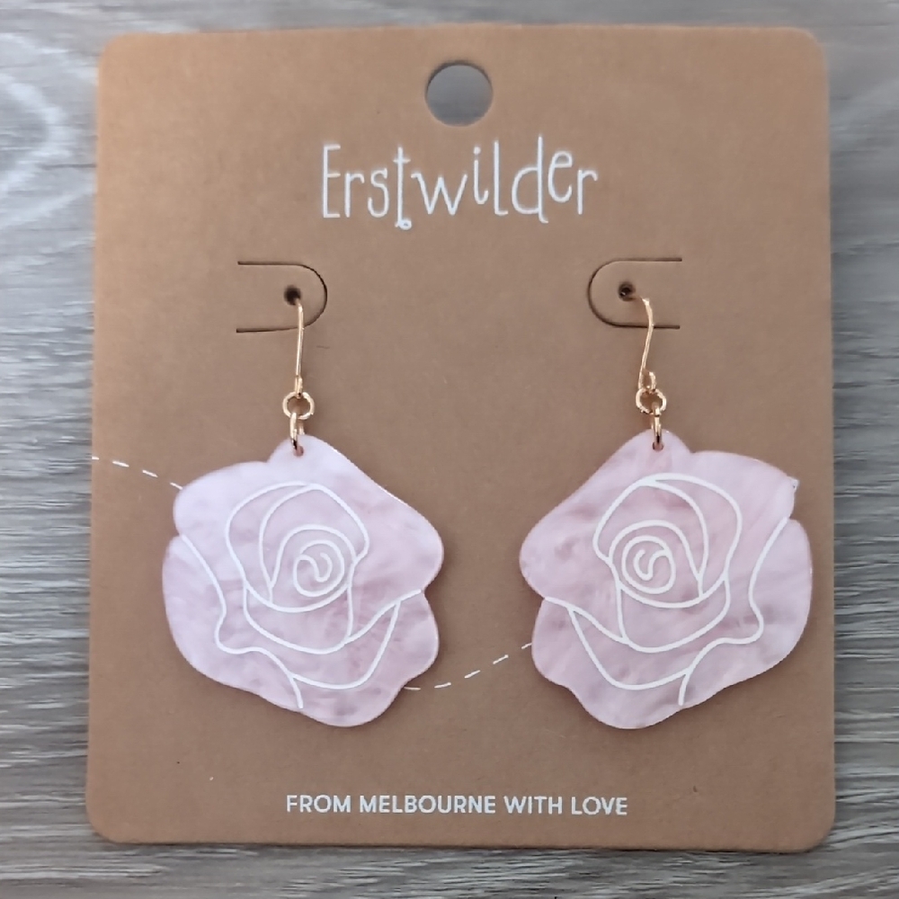 Pink Rose Earrings
